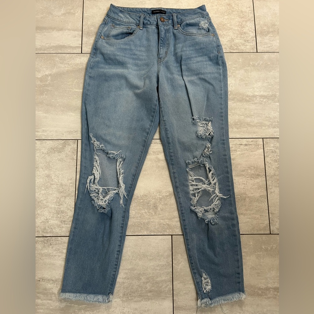 Sincerely Jules Blue Boyfriend Jeans Distressed Casual